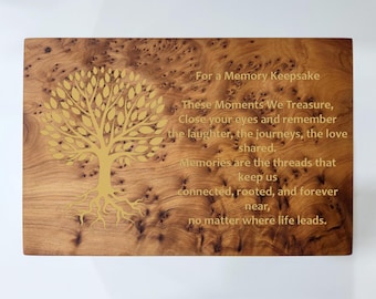 Personalized Memory Keepsake Box – Engraved Thuya Wood Jewelry Box with Custom Message | Memorial Gift, Sentimental Keepsake, Handmade Box