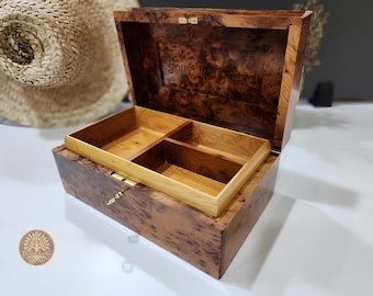 Custom Quote JEWELRY BOX, Handmade Gift Box, 7x10 Jewellery Thuya Box, Unique Jewellery Box, Personalised Jewellery Box, Memory Couple Box