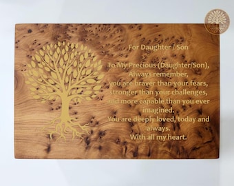 Handmade Thuya Wood Jewelry Box with Custom Engraved Message - Personalized Sentimental Gift for Daughter, Wife, Mom, Husband or Friend