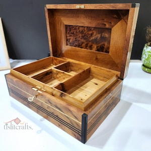 Handmade Thuya Burl JEWELRY BOX, LARGE 8x12 Beautiful Handmade Gift, Lockable Jewellery Thuya Box, Unique Piece of Art, Luxury Thuya Wood