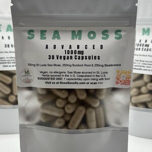 Sea Moss Capsules with Burdock Root and Bladderwrack. 1000mg each.