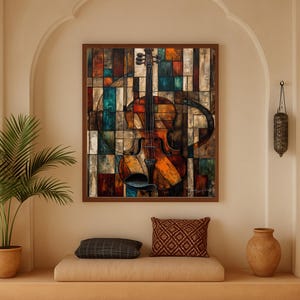 Modern Printful Art Violin | Digitald Ownload | Boho Chic Decor | Artful Wallprint | Download Wall Arts | Instantly Artwork