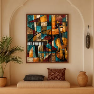 Music Wall Art | Modern Printful Art Violin Piano | Instantly Artwork | Boho Chic Decor | Download Wall Arts