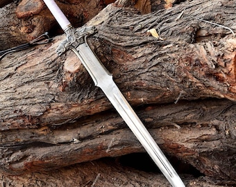 Hand Forged Conan Sword: Barbarian Atlantean Movie Replica with Leather Sheath
