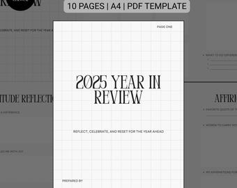 Year in Review Journal | Reflection Worksheet, A4 Printable (Digital Download)