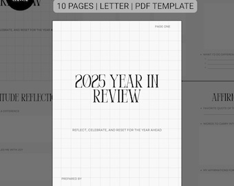 Year in Review Journal | Reflection Worksheet, Letter Printable (Digital Download)