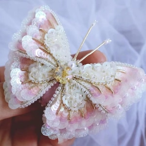 Light and shadow butterfly: hand-embroidered brooch - collector&#39;s item, elegant embellishment