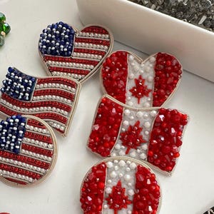 USA American Flag Pin | Canada heart brooch | American Flag Jewelry | Patriotic Jewelry | 4th of July Jewelry | Veteran Gift