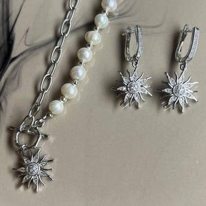 Sun Pendant Necklace & Earrings | Sun Urn Necklace | Celestial Jewelry Set | Gift for her