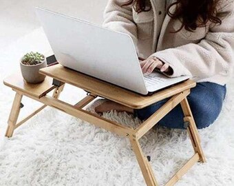 Adjustable wooden laptop stand Portable desk riser Ergonomic holder
