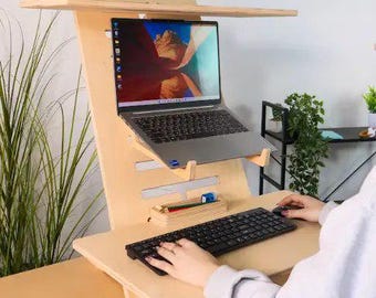 Soporte de madera ajustable para portátil Escritorio portátil de abedul Caballete ergonómico