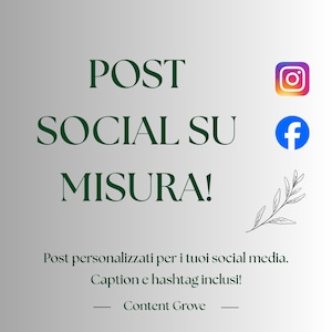 Post Social Personalizzato per Aziende - Grafica + Testo + Hashtag e Orario - Contenuto per Instagram e Facebook - Servizio Digitale