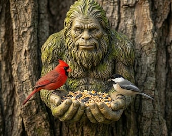 Bigfoot bird feeder, Tree bird feeder mount, Bird feeder statue, Garden bird feeder,Bird feeder for outside,Outdoor bird feeder,Garden decor
