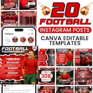 Football instagram Post template, Canva Football Templates, Football Social Media Flyer, Football Team, Football Schedule, Editable In Canva