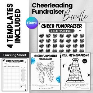 Editable Cheerleading Fundraisers Bundle Template, Pick A Date To Donate Cheer Calender, Fill My Bow,Fill My Pom Pom,Fill My Megaphone Canva