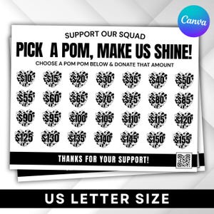 Cheer Fundraiser Template,Pick a Date To Donate,Pom Pom Fundraiser,Editable Cheerleading Fundraiser Form,Sponsor My Season,School Fundraiser