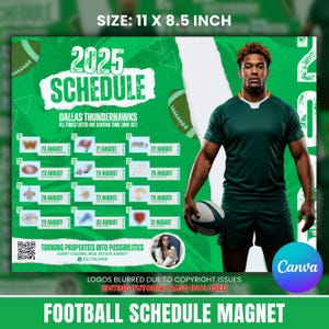 Football Calendar, Fall Football Practice Schedule Season Mail, Football Schedule Season Schedule , Schedule Sports Team Canva Template