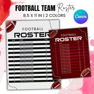 Football Team Roster Template Editable Football Player Profile Template Football Team Recruit Roster Sports Profile Canva Template
