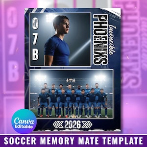 Soccer Memory Mate Template, Editable Sports Memory Mate Template, Soccer Coach Gift, Soccer Memory Collage, Canva Template