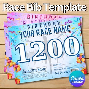 Race Bibs Template,Birthday Race Bib,Printable Racing Bib,Running Race Bib Birthday Party Bundle, Racing Canva Template,Running Bib Template