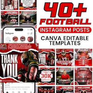 Fußball Instagram Post Vorlage, Canva Fußball Vorlagen, Fußball Social Media Flyer, Fußballmannschaft, Fußball Spielplan, bearbeitbar in Canva
