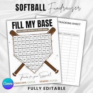 Softball Fundraiser Template, Sports Fundraiser Flyer, Pick a Date To Donate Fundraiser Template, Black Out My Board, Softball Flyer, Canva
