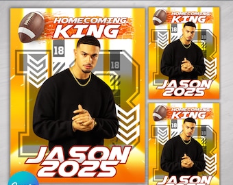 Homecoming King Poster, Football Homecoming Poster, Homecoming Campaign, Class Treasurer, Class President, Edit then Print poster, Canva