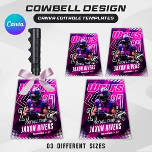 Pink Cowbell Design Template, Editable Sport Cowbell Templates, Custom Cowbell Design, Football Cowbell Design,Football Cowbell,Cowbell Wrap