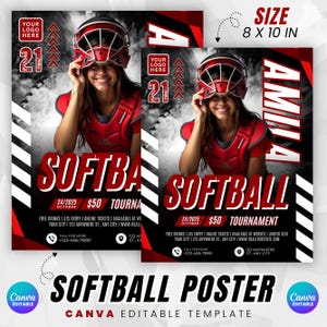 Softbalpostersjablonen, seniorenavondsoftbalposter, bewerkbare seniorenbanners, aangepaste sportposter, afdrukbare softbalsportsjabloon
