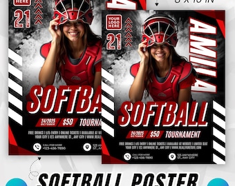 Softball Poster Canva Template, Senior Banner, Memory Mate ,Editable Senior Night Girl, Custom Sport Poster, Printable Softball Template