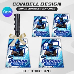 Blue Cowbell Design Template, Editable Sport Cowbell Templates, Custom Cowbell Design, Football Cowbell Design,Football Cowbell,Cowbell Wrap