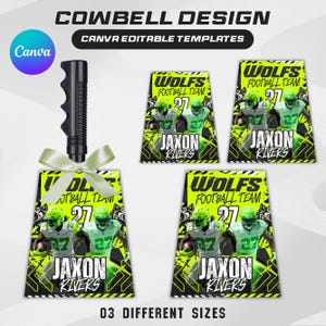 Cowbell Design Template, Editable Sport Cowbell Templates, Custom Cowbell Design, Football Cowbell Design, Football Cowbell, Cowbell Wrap