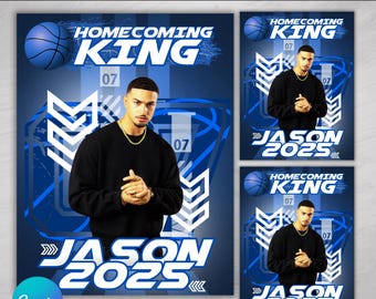 Homecoming King Poster, Basketball Homecoming Poster, Homecoming Campaign, Class Treasurer, Class President, Edit then Print poster, Canva