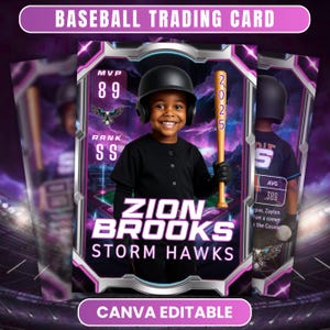Baseball Card Canva Template, Editable Baseball Trading Card Template, Player Trading Cards, Sports Gifts Team Cards, Instant Download