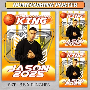 Homecoming King Poster, Basketball Homecoming Poster, Homecoming Campaign, Class Treasurer, Class President, Edit then Print poster, Canva