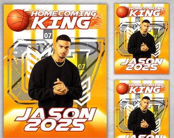Homecoming King Poster, Basketball Homecoming Poster, Homecoming Campaign, Class Treasurer, Class President, Edit then Print poster, Canva