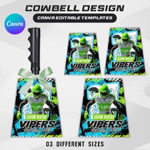Cowbell Design Template, Editable Sport Cowbell Templates, Custom Cowbell Design, Football Cowbell Design, Football Cowbell, Cowbell Wrap