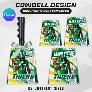 Cowbell Design Template, Editable Sport Cowbell Templates, Custom Cowbell Design, Football Cowbell Design, Football Cowbell, Cowbell Wrap