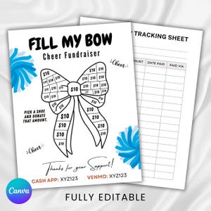 Fill My Bow Cheer Fundraiser Template, Pick a Date Donation,  Editable Cheerleading Bow Fundraiser Form,Sponsor My Season, School Fundraiser