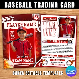 Baseball Card Canva Template, Editable Baseball Trading Card Template, Player Trading Cards, Sports Gifts Team Cards, Instant Download