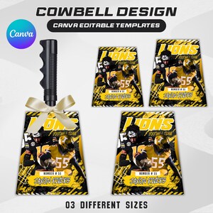 Cowbell Design Template, Editable Sport Cowbell Templates, Custom Cowbell Design, Football Cowbell Design, Football Cowbell, Cowbell Wrap