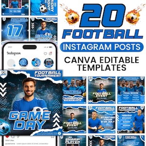 Fußball Instagram Post Vorlage, Canva Fußball Vorlagen, Fußball Social Media Flyer, Fußballmannschaft, Fußball Spielplan, bearbeitbar in Canva
