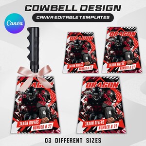 Cowbell Design Template, Editable Sport Cowbell Templates, Custom Cowbell Design, Football Cowbell Design, Football Cowbell, Cowbell Wrap