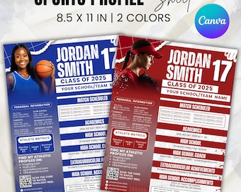 Plantilla de perfil deportivo, Currículum de atleta/jugador, Tarjeta de reclutamiento deportivo, Jugador deportivo, Currículum atlético, Currículum de sóftbol