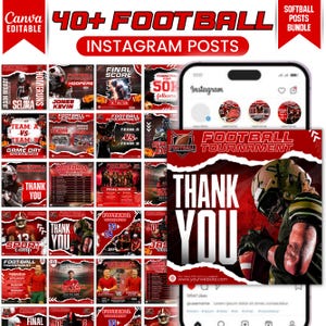 Fußball Instagram Post Vorlage, Canva Fußball Vorlagen, Fußball Social Media Flyer, Fußballmannschaft, Fußball Spielplan, bearbeitbar in Canva