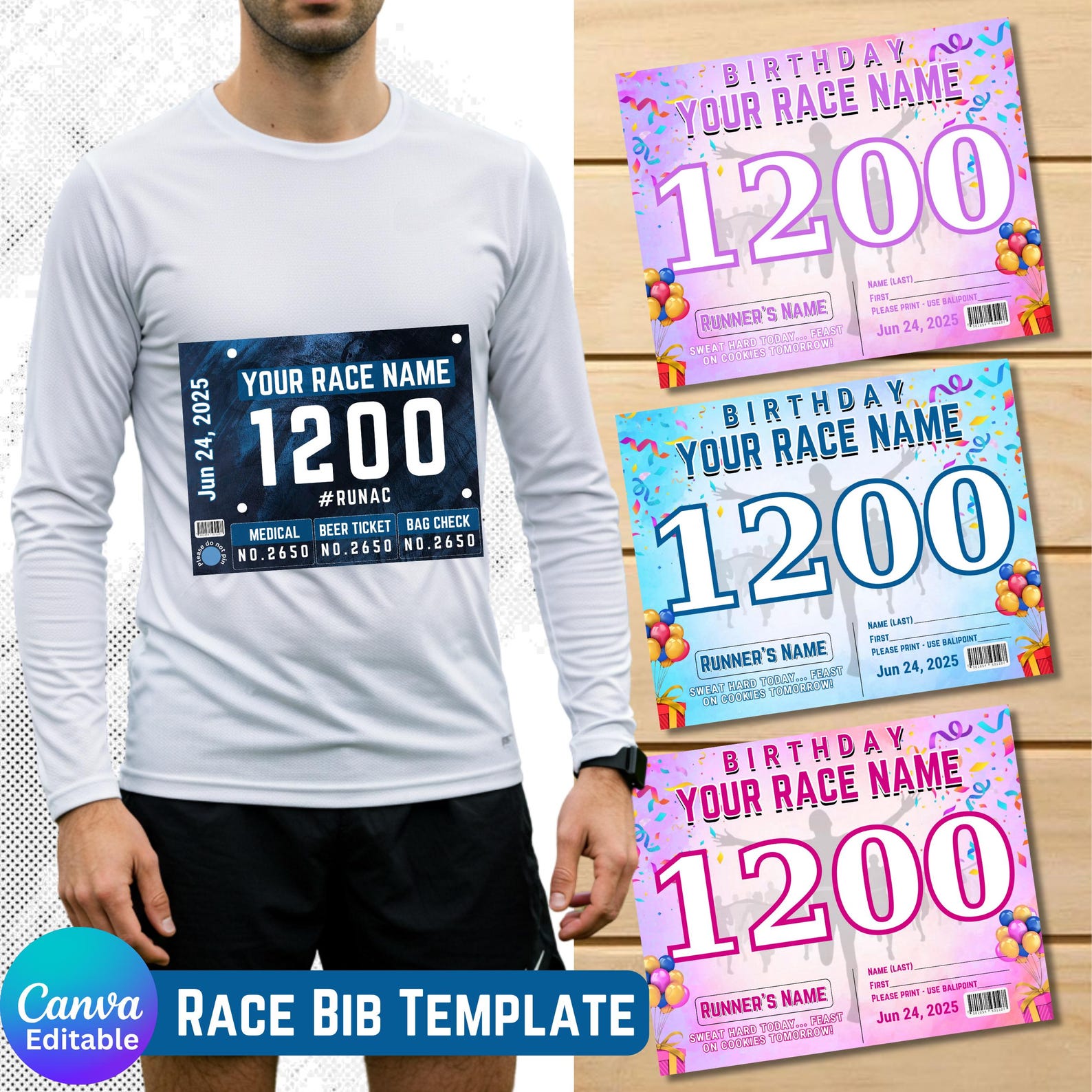 Race Bibs Template,birthday Race Bib,printable Racing Bib,running Race ...