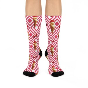 Colorful Ice Cream Pattern Socks, Fun Crew Socks, Gift for Foodies, Summer Accessories, Ice Cream Lovers Gift