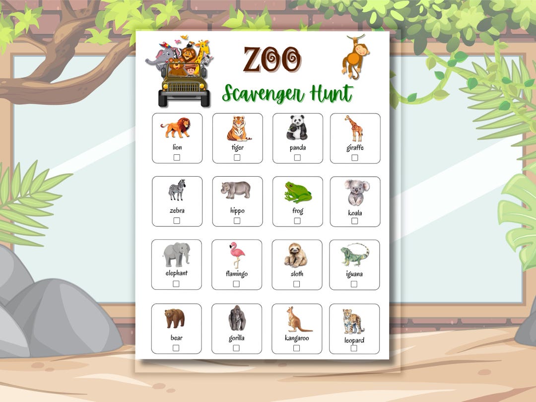 ZOO Scavenger Hunt for Kids-animal Scavenger Hunt Kids Game-digital ...