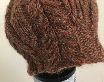 Hat and Neck Warmer Hand Knit Set with Super Soft Merino Wool, Baby Alpaca, Mohair and Acrylic