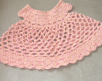 Baby Girl's Summer Dress Crocheted with Peach Cotton Yarn